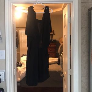 Open back black mini dress
